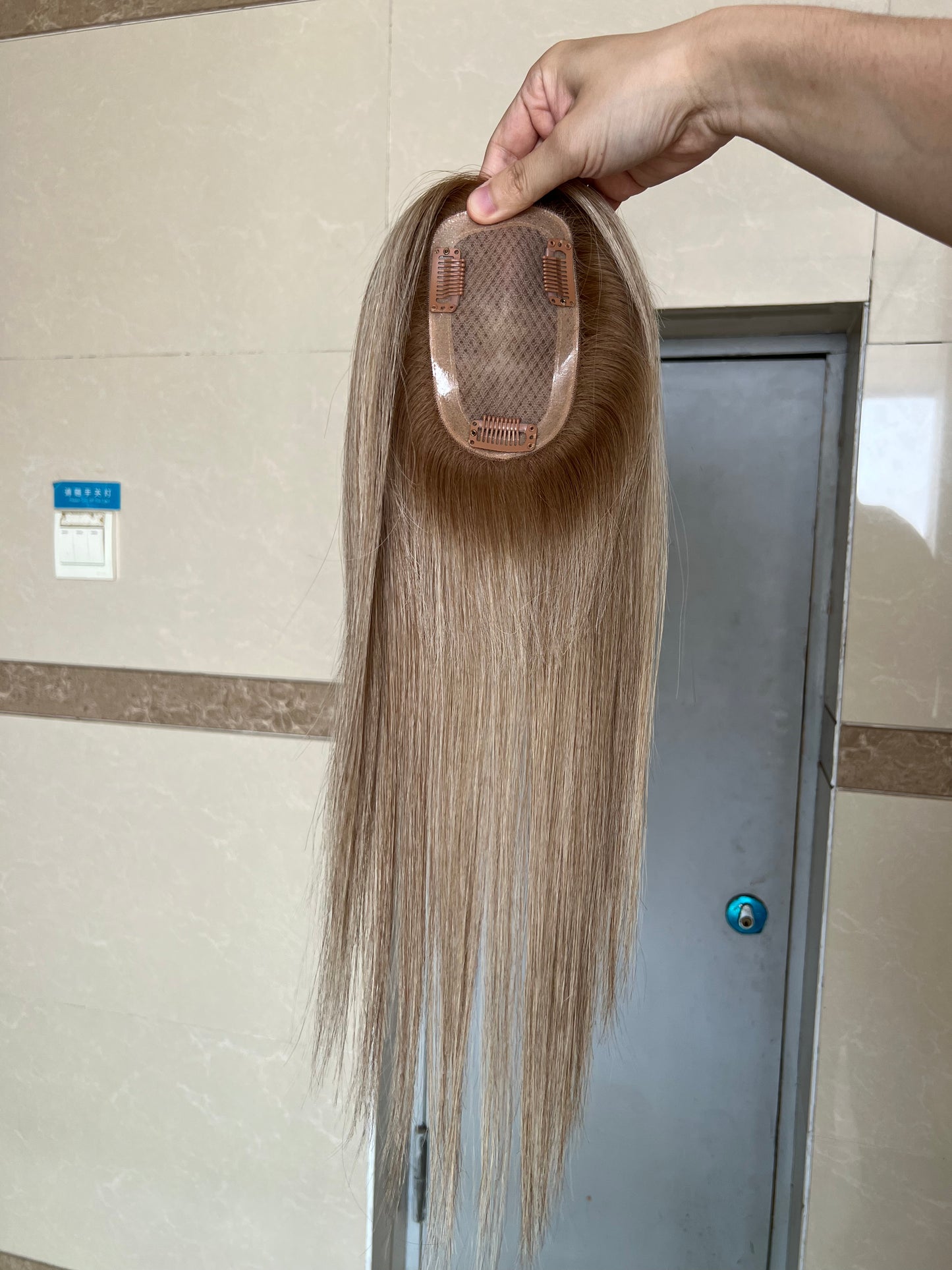 3x5inch Mono Base Balyage Brown Blonde Virgin Hair Human Hair Toppers Premium Quality Cuticle Hand-Crocheted 130% Density Breathable