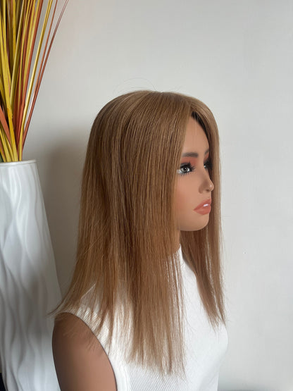 #6 Virgin Hair Human Hair Toppers 5x5inch(13x13cm) MONO Premium Quality Cuticle Hand-Crocheted 130% Density Breathable