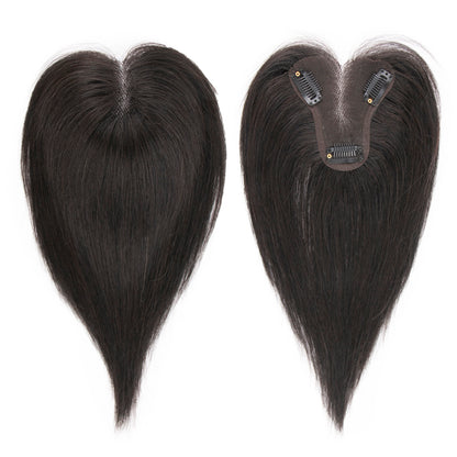 9x10cm Seamless Front Straight Hair Topper for Women 25cm 10inch Cover Gray Hair No Harsh Line Edge