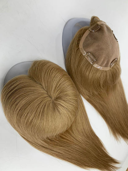 #6 Virgin Hair Human Hair Toppers 5x5inch MONO Premium Quality Cuticle Hand-Crocheted 130% Density Breathable