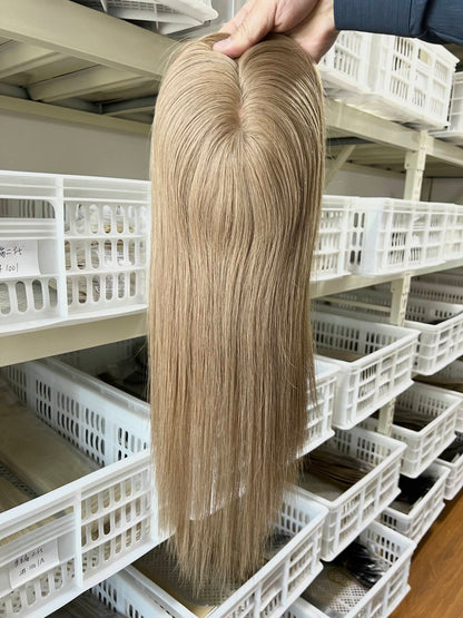 #6 Virgin Hair Human Hair Toppers 5.5"*6.5" MONO Premium Quality Cuticle Hand-Crocheted 130% Density Breathable
