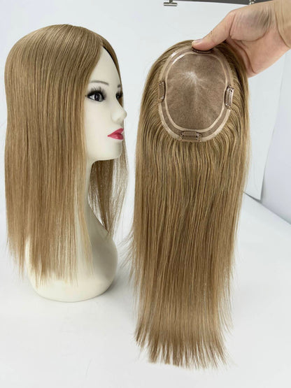 #6 Virgin Hair Human Hair Toppers 5.5"*6.5" MONO Premium Quality Cuticle Hand-Crocheted 130% Density Breathable