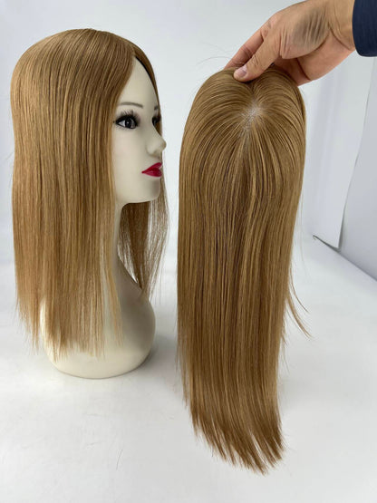 #6 Virgin Hair Human Hair Toppers 5.5"*6.5" MONO Premium Quality Cuticle Hand-Crocheted 130% Density Breathable