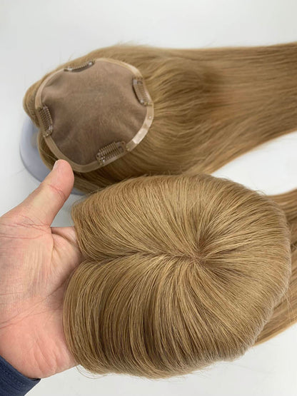 #6 Virgin Hair Human Hair Toppers 5x5inch MONO Premium Quality Cuticle Hand-Crocheted 130% Density Breathable