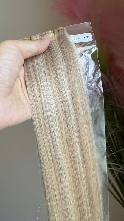 Genius Weft Virgin Human Hair Bundles 20" 22" Balayage Ombre Blonde Highlights Professional Salon Hair No Frizzy/Short Hair