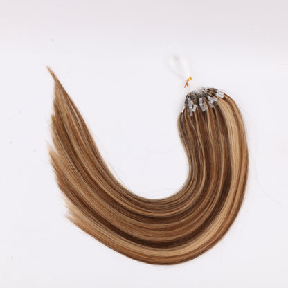 [Customize 3-5Days]Balayage Blonde Highlights Micro Loop Human Hair Extensions Straight Natural Hair Micro Beads Rings NonRemy 50G 50Strands