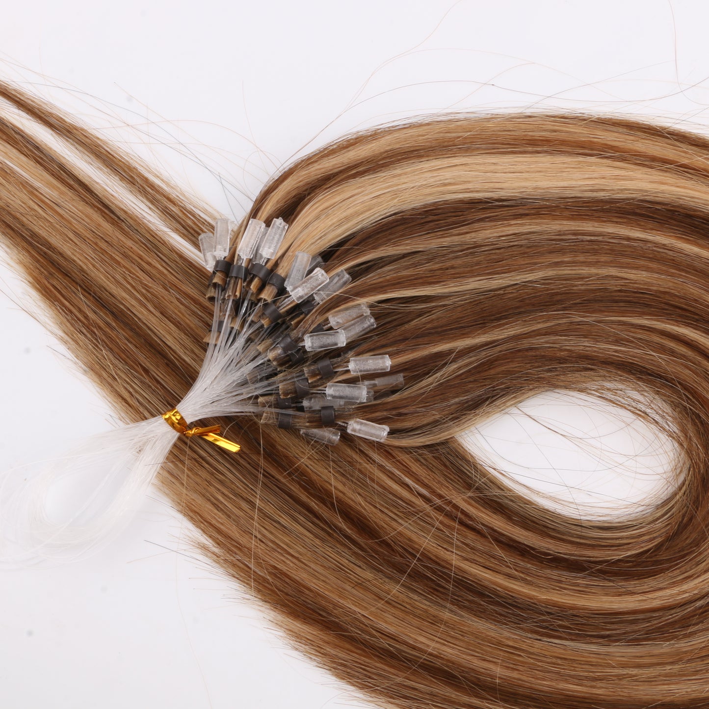 [Customize 3-5Days]Balayage Blonde Highlights Micro Loop Human Hair Extensions Straight Natural Hair Micro Beads Rings NonRemy 50G 50Strands
