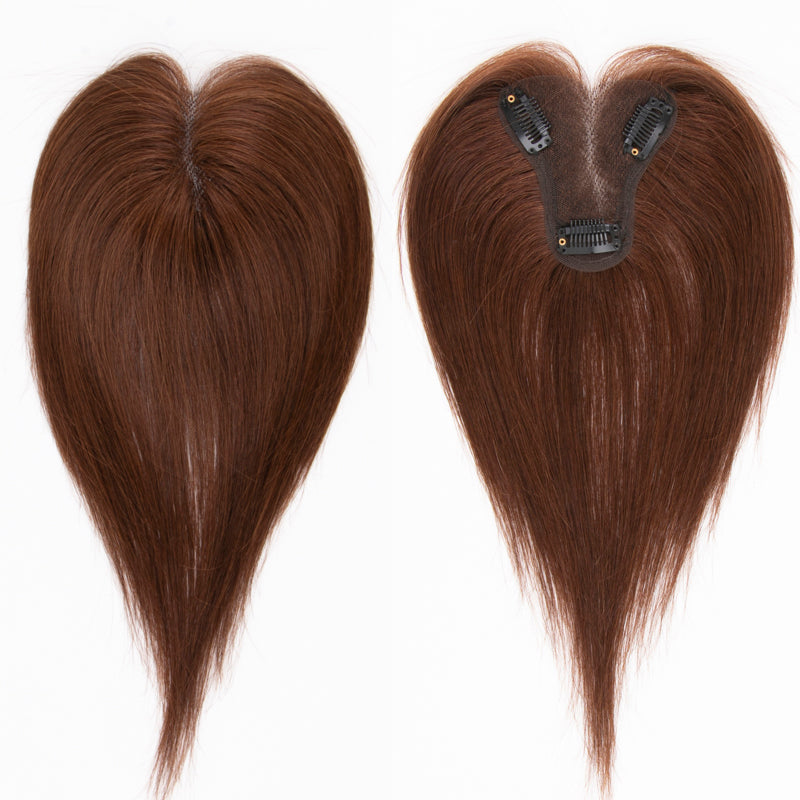 9x10cm Seamless Front Straight Hair Topper for Women 25cm 10inch Cover Gray Hair No Harsh Line Edge