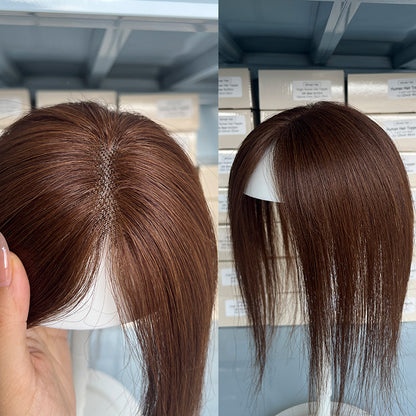 9x10cm Seamless Front Straight Hair Topper for Women 25cm 10inch Cover Gray Hair No Harsh Line Edge