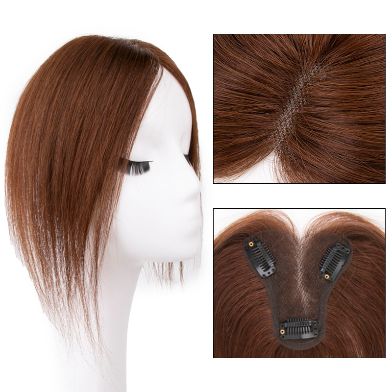 9x10cm Seamless Front Straight Hair Topper for Women 25cm 10inch Cover Gray Hair No Harsh Line Edge