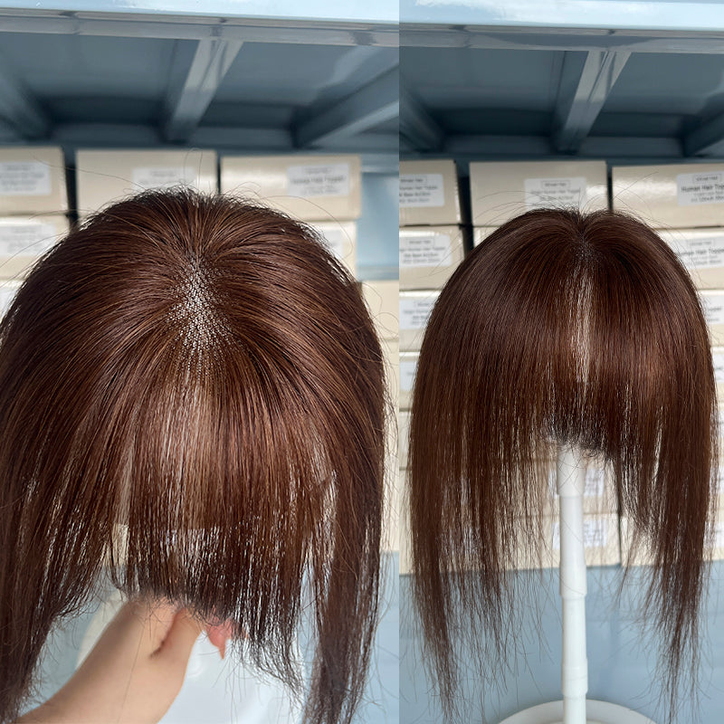9x10cm Seamless Front Straight Hair Topper for Women 25cm 10inch Cover Gray Hair No Harsh Line Edge