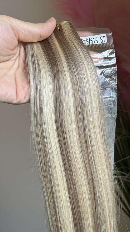 Genius Weft Virgin Human Hair Bundles 20" 22" Balayage Ombre Blonde Highlights Professional Salon Hair No Frizzy/Short Hair
