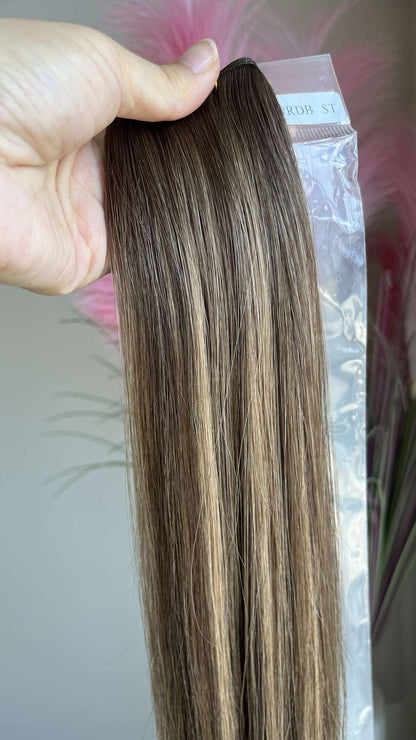 Genius Weft Virgin Human Hair Bundles 20" 22" Balayage Ombre Blonde Highlights Professional Salon Hair No Frizzy/Short Hair