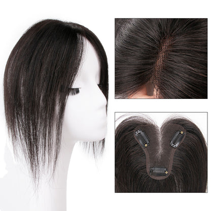 9x10cm Seamless Front Straight Hair Topper for Women 25cm 10inch Cover Gray Hair No Harsh Line Edge