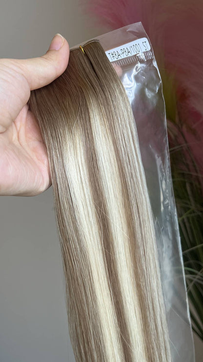 Genius Weft Virgin Human Hair Bundles 20" 22" Balayage Ombre Blonde Highlights Professional Salon Hair No Frizzy/Short Hair