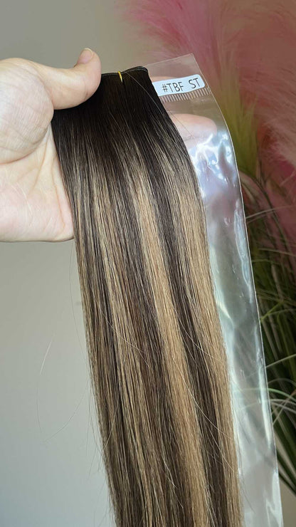 Genius Weft Virgin Human Hair Bundles 20" 22" Balayage Ombre Blonde Highlights Professional Salon Hair No Frizzy/Short Hair