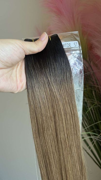 Genius Weft Virgin Human Hair Bundles 20" 22" Balayage Ombre Blonde Highlights Professional Salon Hair No Frizzy/Short Hair