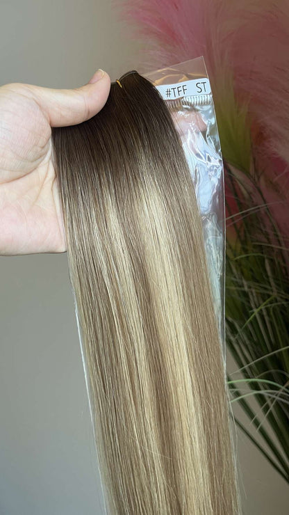 Genius Weft Virgin Human Hair Bundles 20" 22" Balayage Ombre Blonde Highlights Professional Salon Hair No Frizzy/Short Hair
