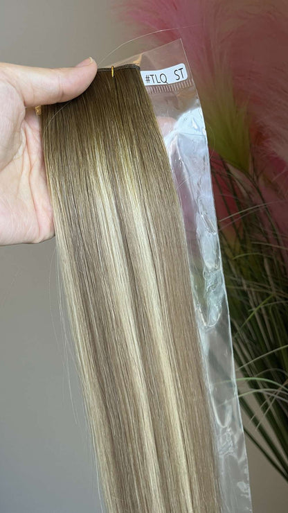 Genius Weft Virgin Human Hair Bundles 20" 22" Balayage Ombre Blonde Highlights Professional Salon Hair No Frizzy/Short Hair
