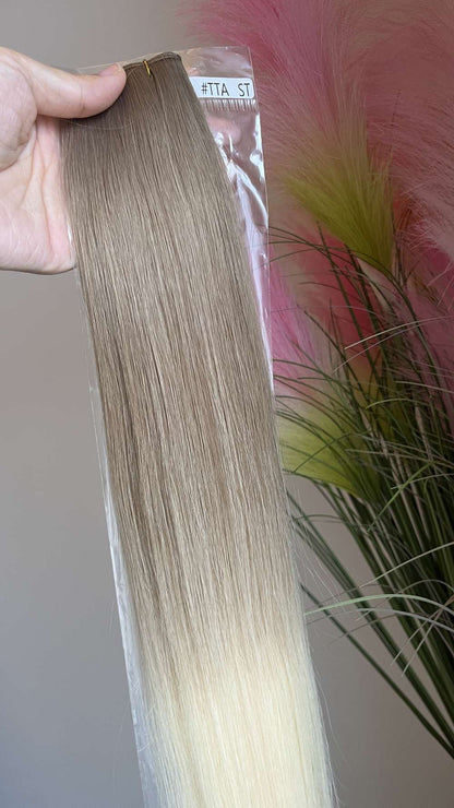 Genius Weft Virgin Human Hair Bundles 20" 22" Balayage Ombre Blonde Highlights Professional Salon Hair No Frizzy/Short Hair