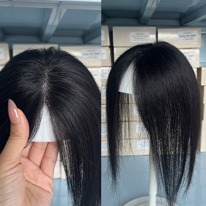9x10cm Seamless Front Straight Hair Topper for Women 25cm 10inch Cover Gray Hair No Harsh Line Edge