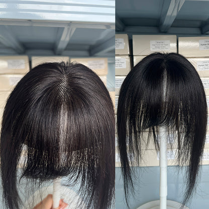 9x10cm Seamless Front Straight Hair Topper for Women 25cm 10inch Cover Gray Hair No Harsh Line Edge