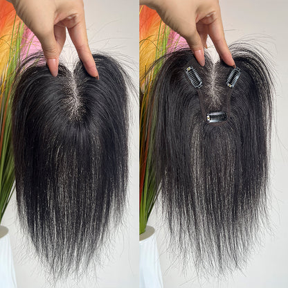 9x10cm Seamless Front Straight Hair Topper for Women 25cm 10inch Cover Gray Hair No Harsh Line Edge
