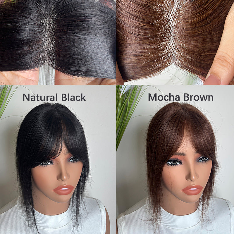 9x10cm Seamless Front Straight Hair Topper for Women 25cm 10inch Cover Gray Hair No Harsh Line Edge