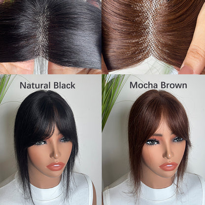 9x10cm Seamless Front Straight Hair Topper for Women 25cm 10inch Cover Gray Hair No Harsh Line Edge