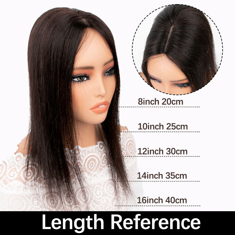 8x13cm(3.15x5.12inch) Real Skin Silk+Mono Base Natural Virgin Human Hair Toppers For Women Clip In Hairpieces For HairPart Grey Hair Coverage 8-16 In